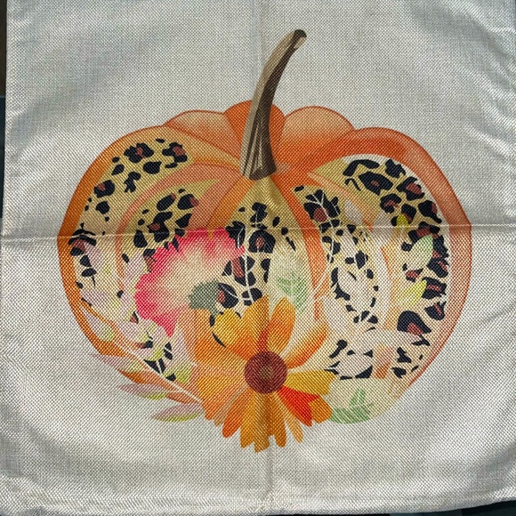 Leopard pumpkin thanksgiving linen pillow cover - Picture 1 of 2